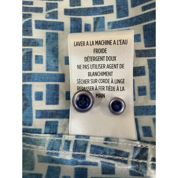 Robert Graham Weasill Geometric Print Shirt Mens Size XXL Blue White Flip Cuff - Picture 14 of 14